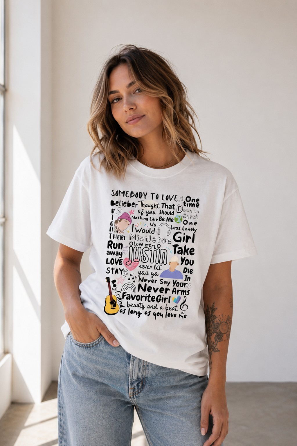 Camiseta Justin Bieber Músicas