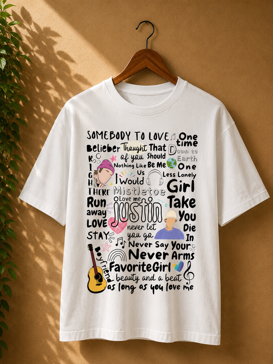 Camiseta Justin Bieber Músicas